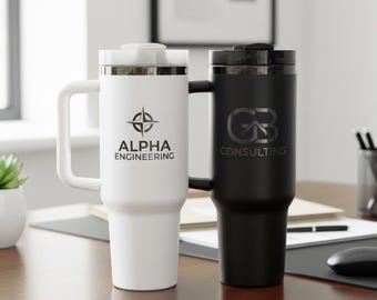 Bulk Company Gift Logo Tumblers: Black Plated, Laser Engraved 40oz Corporate Swag Gift - Employee Appreciation