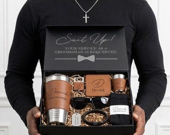 Personalisierte Groomsmen Vorschlag Geschenkset, Vater der Braut Geschenk, Trauzeuge Vorschlag Bundle