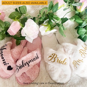Personalized Kids Slippers for Birthdays, Weddings, Christmas & More - Flower Girl Gifts - Girls Slippers - Custom Girls Slumber Party Gifts image 12
