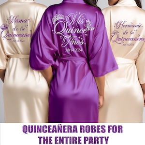 Pretty Quinceanera Robes for the Entire Quince Squad, Custom Mis Quince Robe with Date & Name, A Great Quinceanera Gift for Birthday Girl