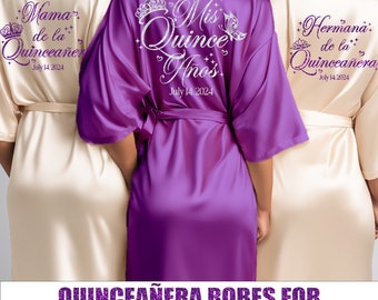 Pretty Quinceanera Robes for the Entire Quince Squad, Custom Mis Quince Robe with Date & Name, A Great Quinceanera Gift for Birthday Girl