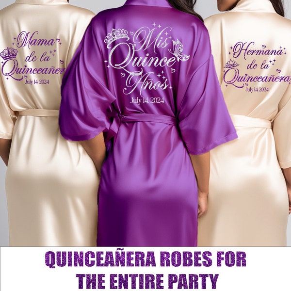 Pretty Quinceanera Robes for the Entire Quince Squad, Custom Mis Quince Robe with Date & Name, A Great Quinceanera Gift for Birthday Girl