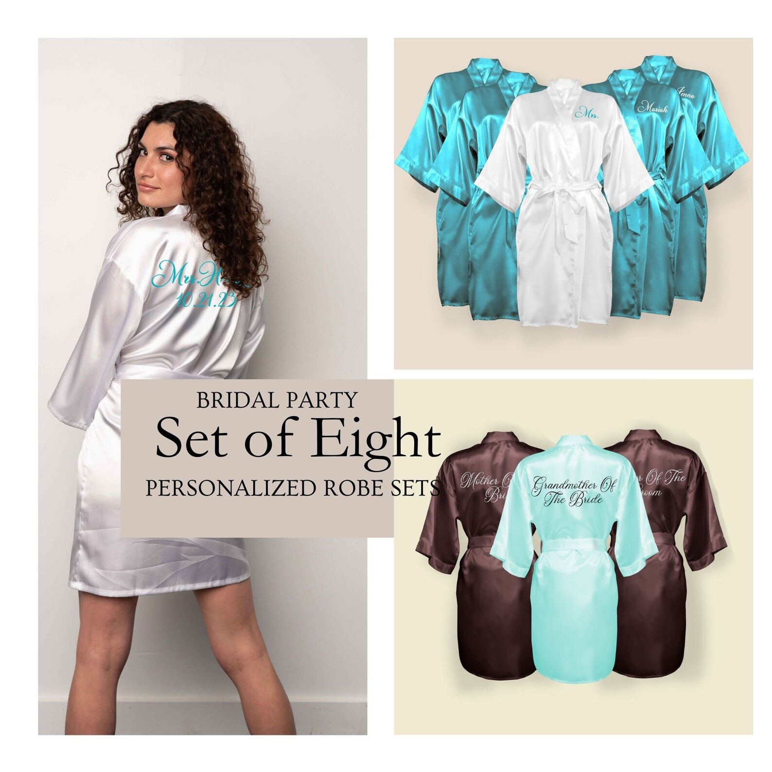 Set of 8 Robes, Bridesmaid Robe Set of 8, Personalized Robes, 26 Colors ...