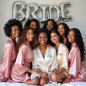 Set of 8 Robes, Bridesmaid Robe Set of 8, Personalized Robes, 26 Colors, S-6XL - Robes for Weddings, Birthdays, Bachelorette, Quinceaneras