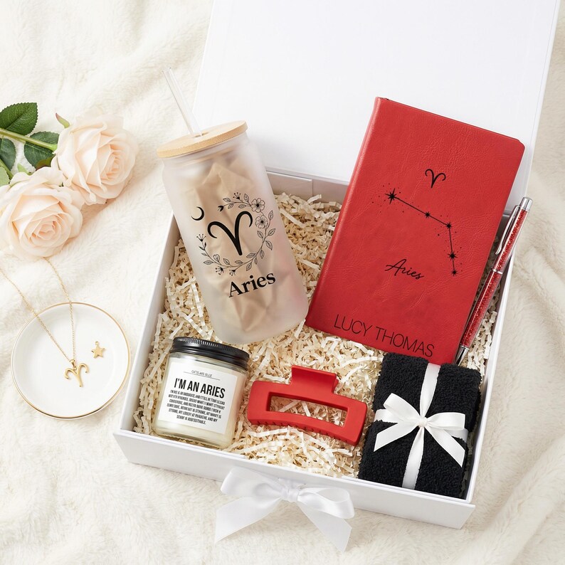 Custom Aries Gift Box Set for Women, Birthday Gift for Her - March and ...