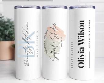 Beker op maat met deksel en rietje - Beker met bedrijfslogo van 20 oz - Cadeau-ideeën voor ondernemer - Swag-relatiegeschenken voor klanten en medewerkers