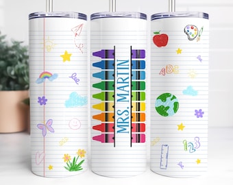 Personalized Crayon Tumbler for Teachers, Teacher Appreciation Gifts from Student, Teacher Appreciation Cup, Daycare Teacher Gift