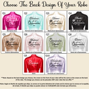 Red Quinceanera robes. Dama de la Quinceanera getting ready robes. Satin getting ready robes for Quinceanera squad. Mama de la Quince robe.