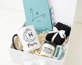 Custom Pisces Zodiac Gift Box, Birthday Gift for Her - February and March Bday