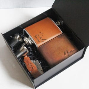 Regalo personalizado para él, paquete de regalos para el Día del Padre, caja de regalo de cumpleaños de lujo para papá, regalo personalizado para papá con billetera, regalo de cumpleaños para papá