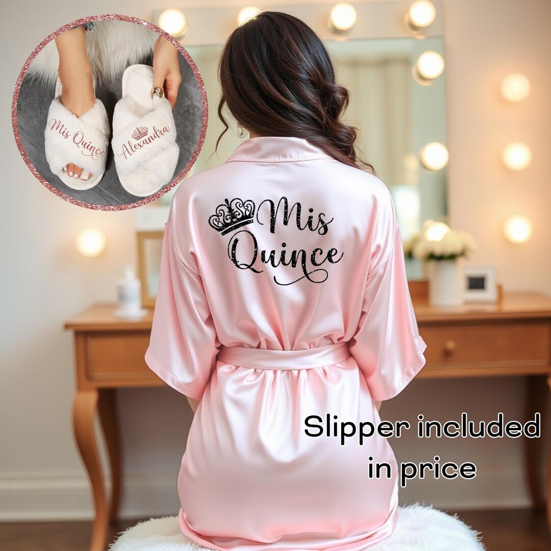 Pretty Quinceanera Robe and Slipper Set, Mis Quince Anos, Robes for ...