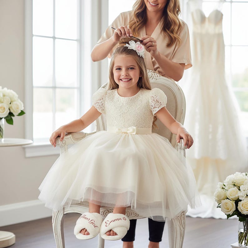 Cute flower girl slippers for flower girl proposal gifts and thank you gifts from bride and groom