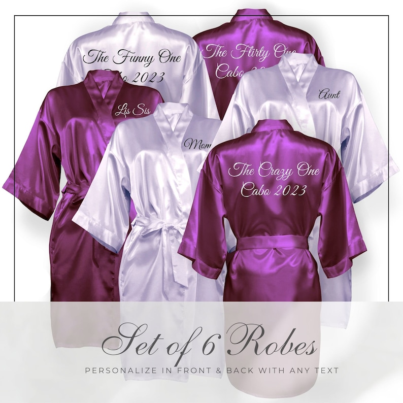 Bridesmaid Robe Set of 6 Personalized Robes in Front & Back Etsy