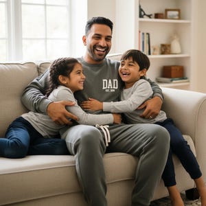 Personalized Dad Apparel Loungewear Set: Custom EST Dad Sweatshirt & Joggers - Clothing Gift for Dad - Pocket Design image 5