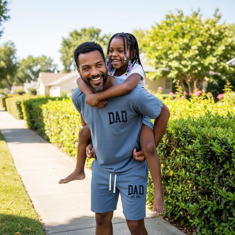 Personalized Dad Apparel Loungewear Set: Custom EST Dad Sweatshirt & Joggers - Clothing Gift for Dad - Pocket Design image 2