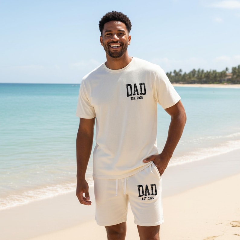Personalized Dad Apparel Loungewear Set: Custom EST Dad Sweatshirt & Joggers - Clothing Gift for Dad - Pocket Design image 7