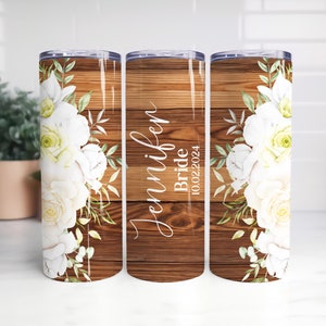 Personalized Floral Bridal Party Tumbler Gift, Bridesmaid Tumbler with Straw, Bride Tumbler, Bridesmaid Proposal Gift, Bride Gift Ideas