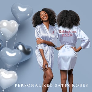 The perfect birthday robes to celebrate a special day. Great as Thriving Thirty, Flirty Forty and Fabulous Fifty Birthdays. These custom robes can be personalized with any text. Great for women of all ages. Good for Quinceneras and Sweet Sixteen.