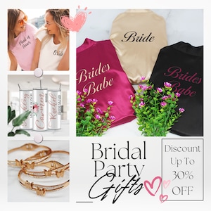 Shop for bridesmaid gifts for your entire bridal party.  Get personalized gifts for your bridesmaids, maid of honor, matron of honor, bride, mother of the bride, mother of the groom, flower girl and more.