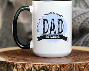 Custom Dad Mug with Kids Names, Personalized Fathers Day Gift, Mugs for Dad, Gifts for Him, New Dad Gift, Dad Birthday Gifts, Christmas Gift