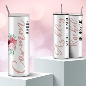 Custom Bridal Party Gift Tumblers, Bridesmaid Tumbler with Straw, Bride Tumbler, Maid of Honor Tumbler, Bridesmaid Cups, Bride Gift Ideas