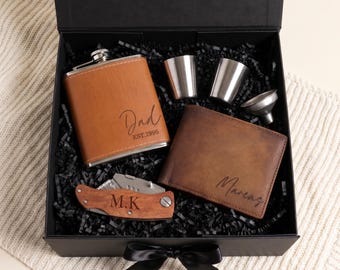 Regalo personalizzato per lui, regali per la festa del papà, scatola regalo di compleanno di lusso per papà, regalo personalizzato per papà con portafoglio, regalo di compleanno per papà