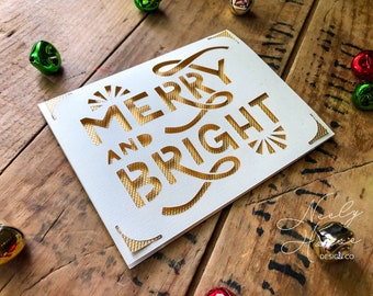 Merry and Bright Holiday Card SVG | Cricut Christmas Card SVG | Joy Maker Explore Insert Card Template SVG File | Instant Download