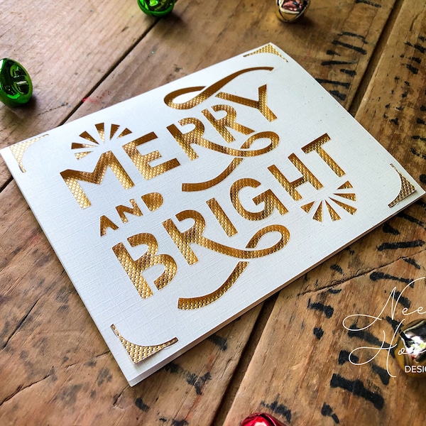 Merry and Bright Holiday Card SVG | Cricut Christmas Card SVG | Joy Maker Explore Insert Card Template SVG File | Instant Download