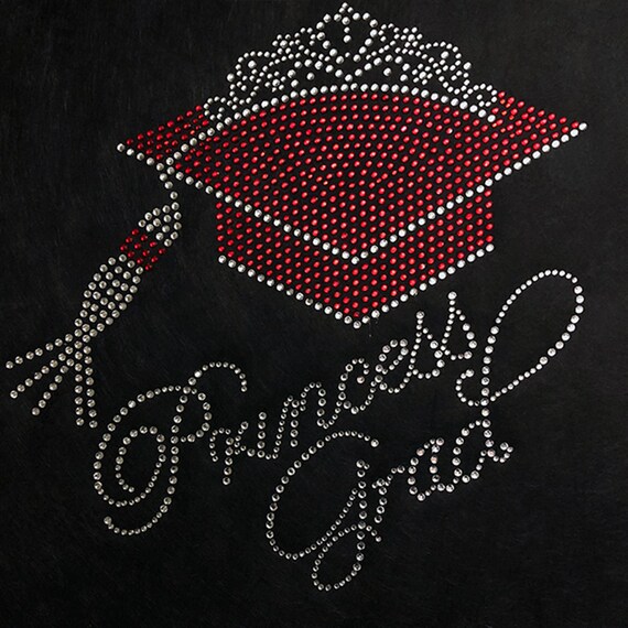Princess Grad Tiara Grad Cap Ironon Rhinestone Transfer Etsy