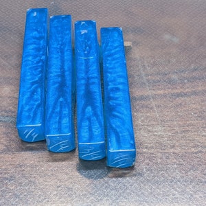 Light Blue Color Pressure Cast to 85psi Alumilite Pen Blanks in Alumilite Resin Makers Craft Supplies Turners Gifting Brass Ink Black Lathe