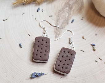 Ice Cream Sandwich Clay Dessert Dangle Earrings | Lightweight | Hypoallergenic