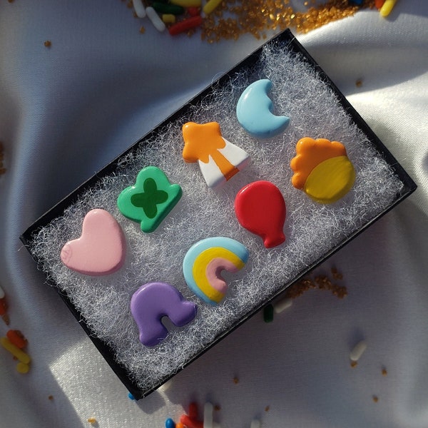 Lucky Charms Marshmallow Clay Stud Earring Set