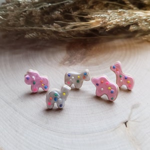 Frosted Animal Cracker Clay Stud Earrings | Hypoallergenic