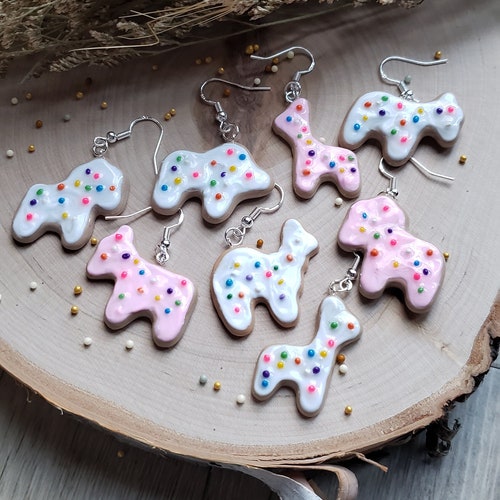 Frosted Animal Cracker Clay Earrings | Hypoallergenic Earrings