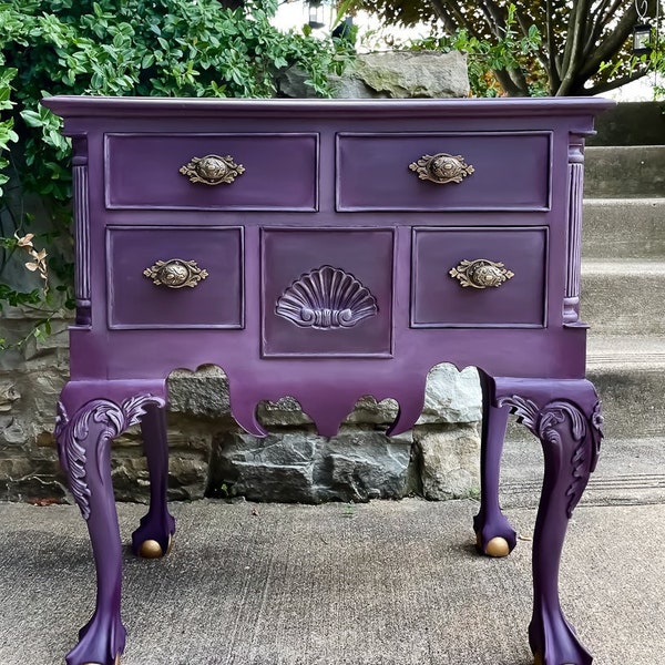 SOLD! IRIS:  Shades of Violet Antique Side Table / Custom Piece for Rosanna