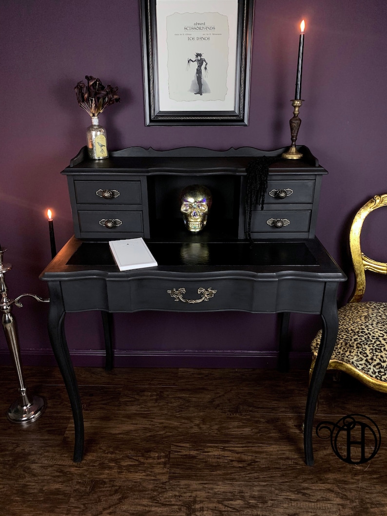 SOLD THE RAVEN Hand Painted Black Victorian Writing Desk Etsy Singapore