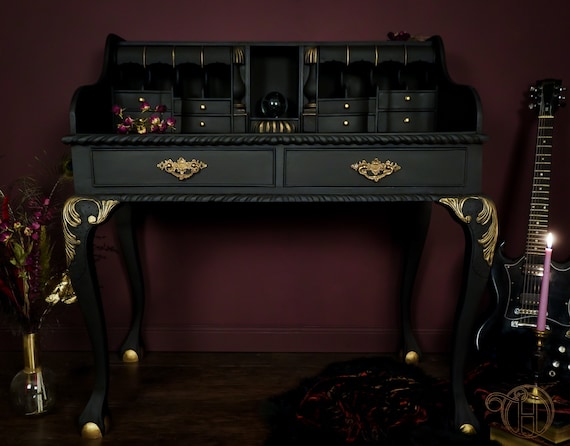 SOLD HELENA Hand Painted Black Victorian Writing Desk Etsy UK