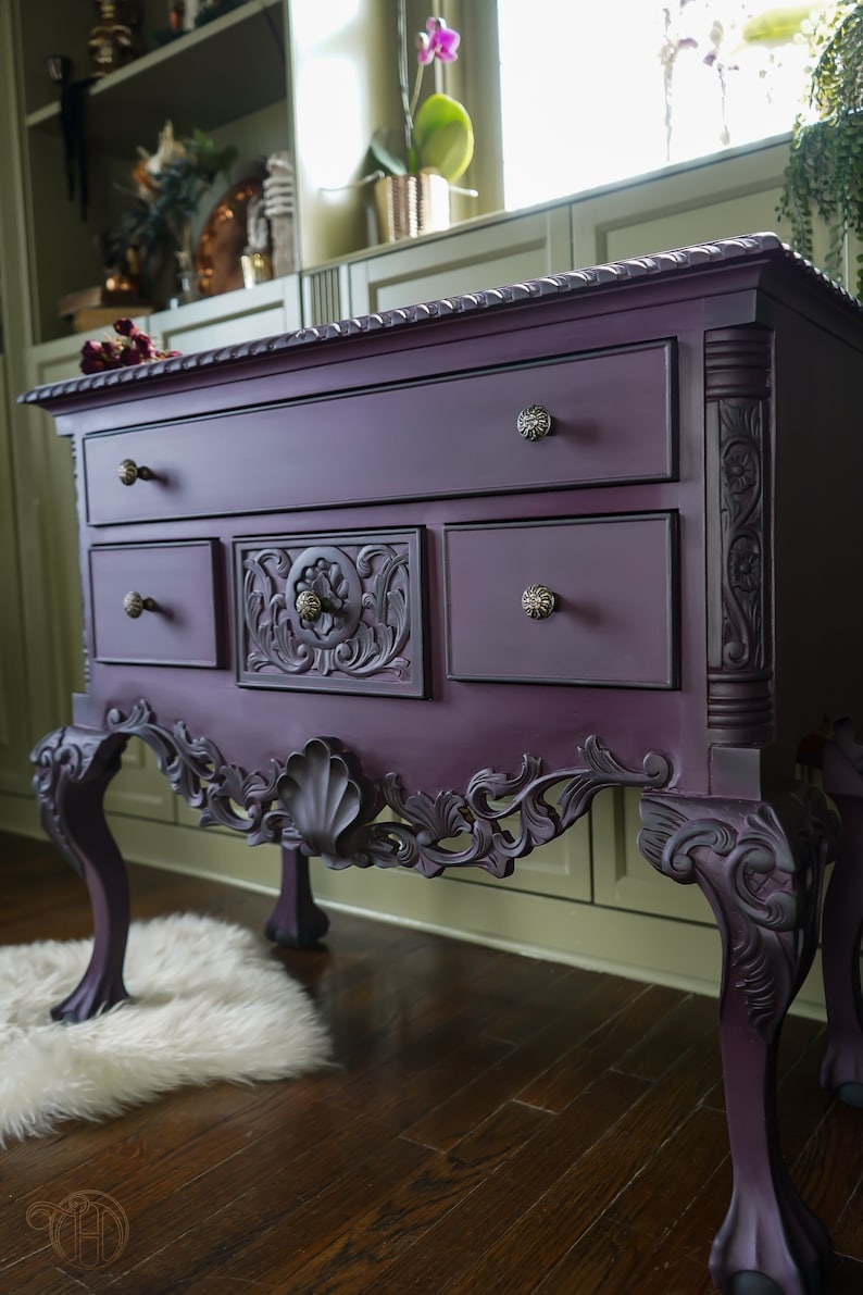SOLD THEO Hand Painted Victorian Chest in Plum Etsy