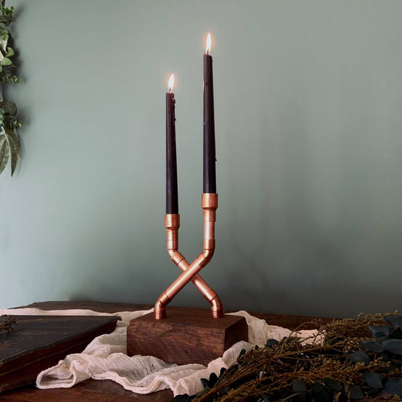 Holiday Centerpiece THE SERPENT: Handmade Copper Candelabra One Of A Kind Industrial Eclectic Decor