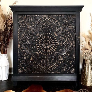 SOLD!  THE DREAMCATCHER:  Hand Painted Dark Boho Cabinet