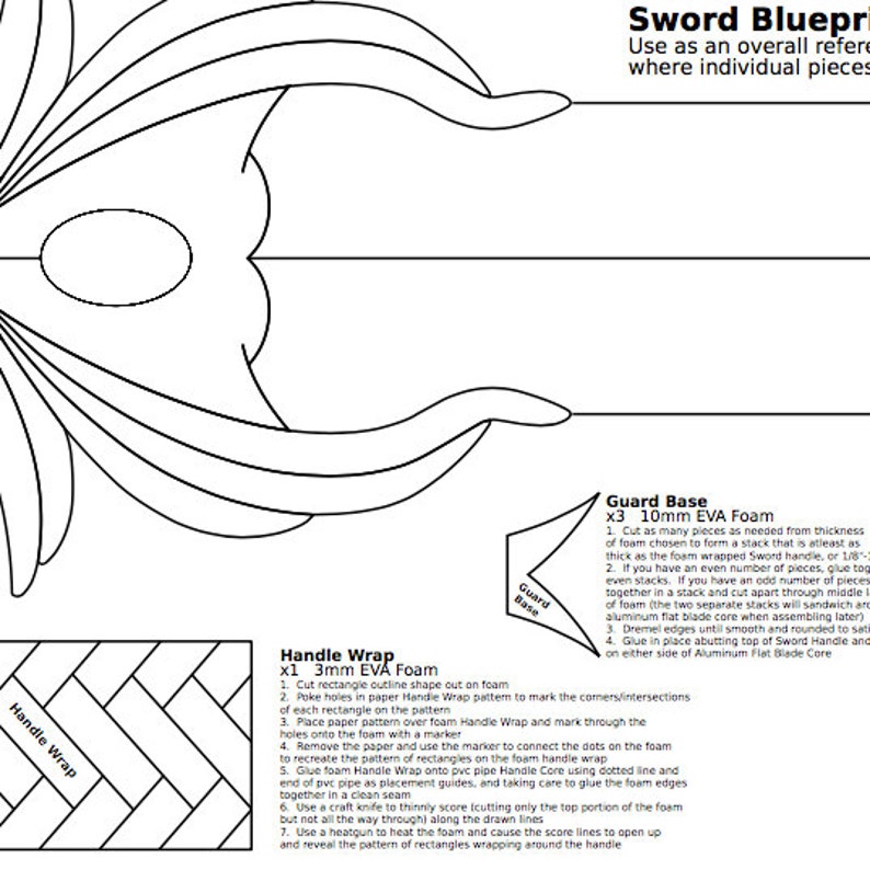 Cosplay Patterns // Sword Prop Digital Templates // EVA Foam DIY ...