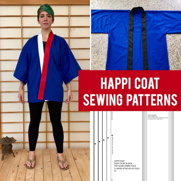 Cosplay Sewing Pattern // Festival Happi Coat // DIY Template & Instructions // Anime Costume // Kimono Haori Japanese Clothing Blueprints
