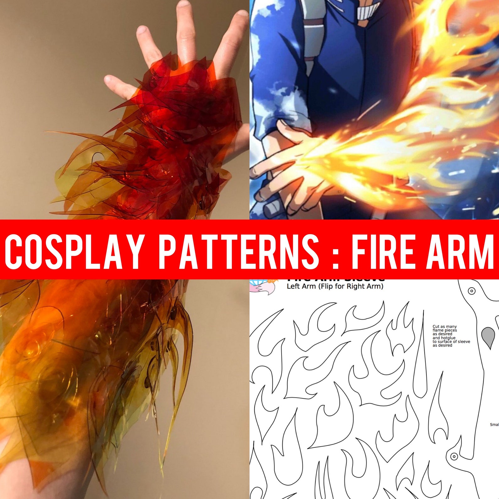 Fire Arm Cosplay Pattern // DIY PDF Downloads // Flame Costume Etsy
