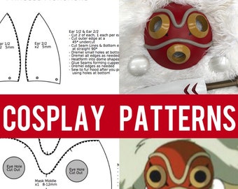 Patrones de Cosplay // Disfraz de Princesa del Bosque de los Demonios // Pendientes de Daga con Máscara de Espuma EVA // Descarga Digital PDF // Planos de Plantillas DIY