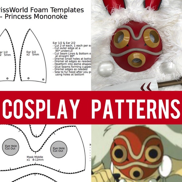 Cosplay Patterns // Forest Princess of Demons Costume // EVA Foam Mask Dagger Earrings // PDF Digital Download // DIY Templates Blueprints