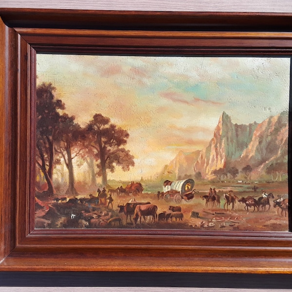 The Oregon Trail, oil on panel originally painted by Albert Bierstadt