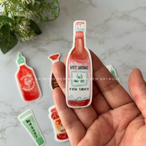 Asian Condiments Glossy Vinyl Water resistant Sticker Set Fish Sauce