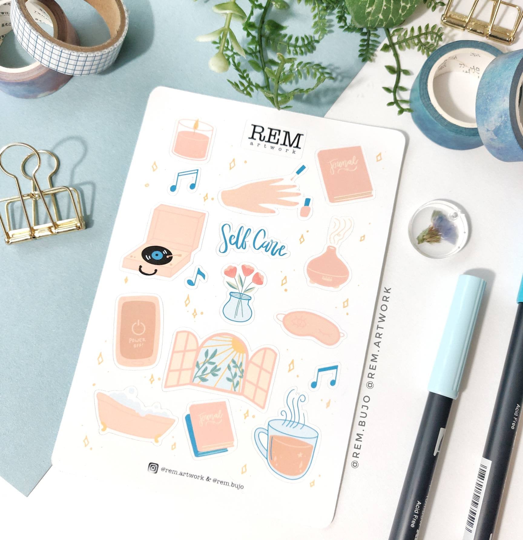 self care cozy aesthetic sticker sheet for bullet journal etsy new zealand