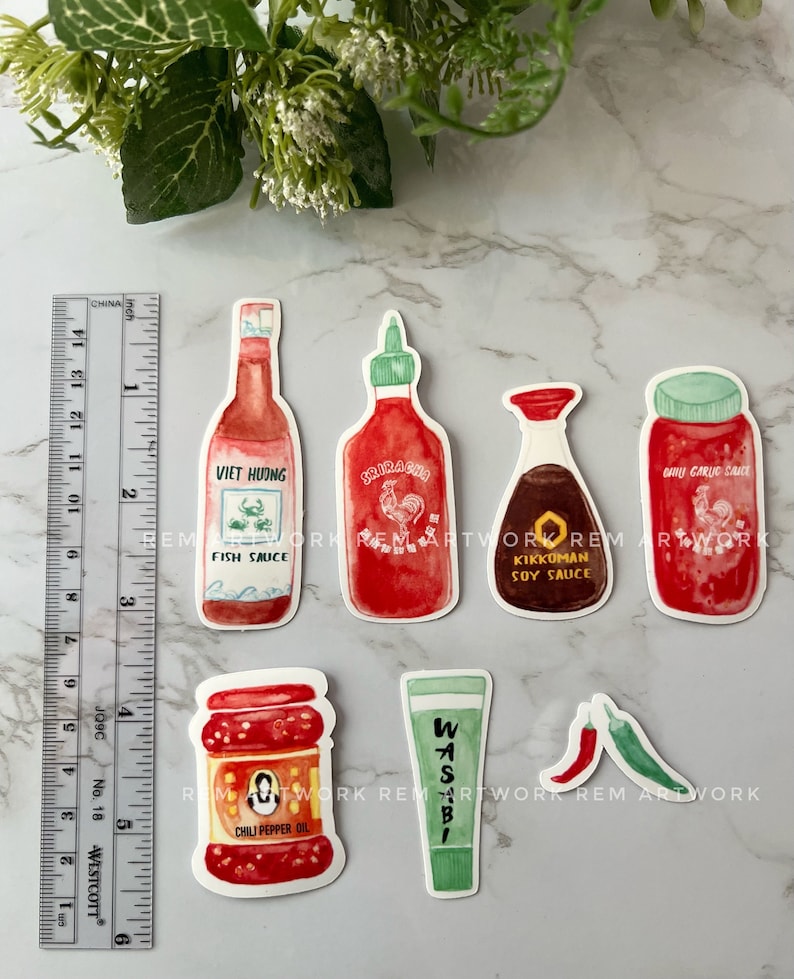 Asian Condiments Glossy Vinyl Water resistant Sticker Set image 8