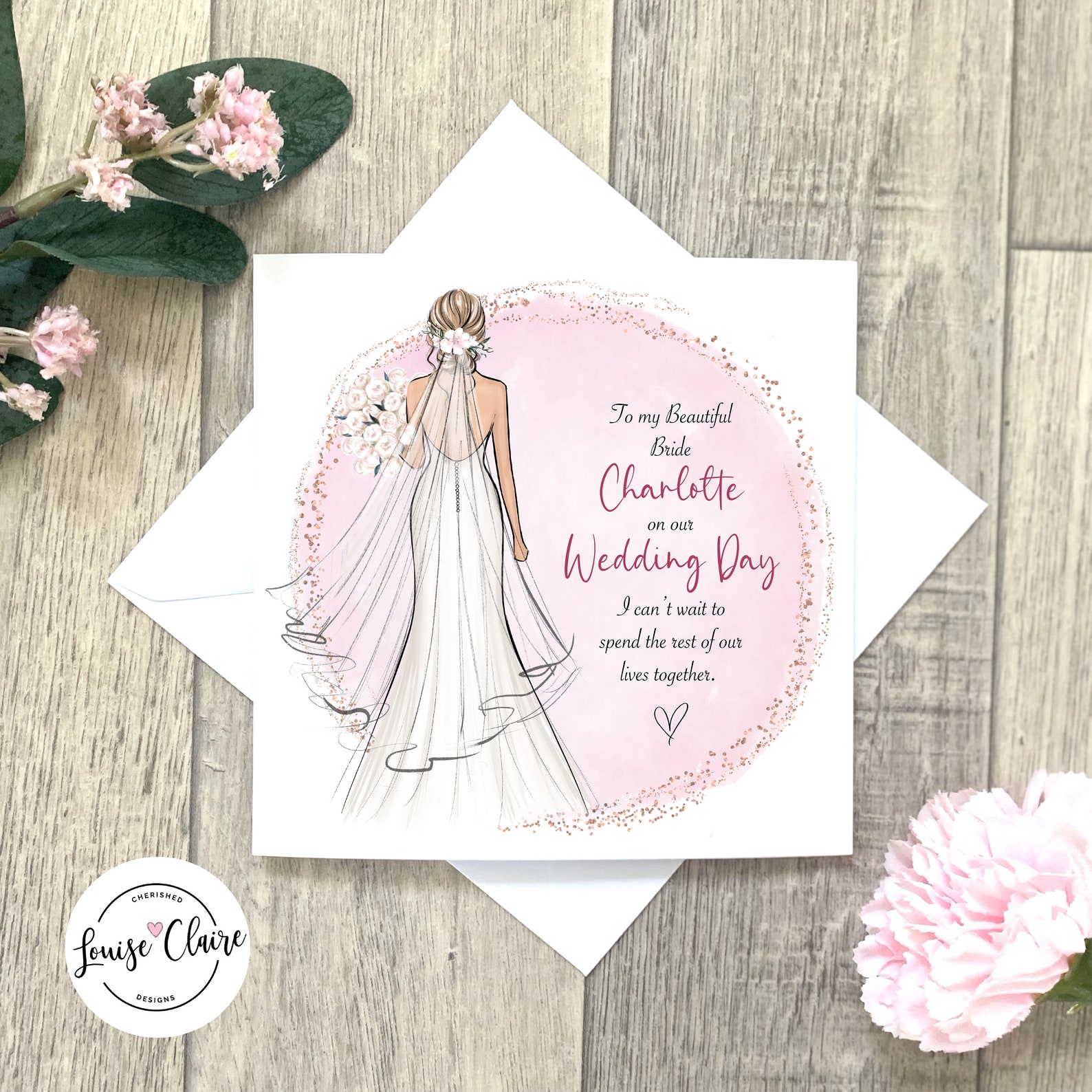 Personalised Wedding Card Beautiful Bride Etsy